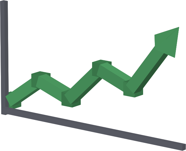 low-poly upward line chart