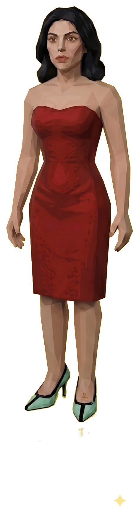 low-poly woman in red dress